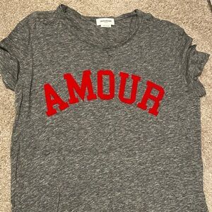 NWOT Zadig & Voltaire Gray T-Shirt with Red 'Amour' Print